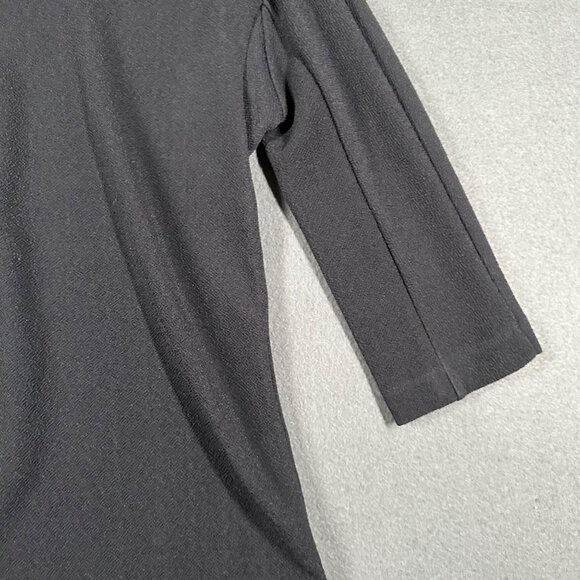 Ann Taylor Womens M Navy Blue Back Button 3/4 Sleeve Round Neck Blouse - Picture 3 of 9